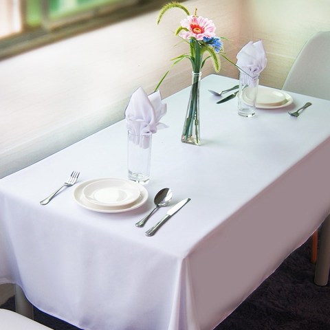 Manteles rectangulares para mesa de Blanco sólido, cubierta de 140cm x 250cm para decoración de boda, evento, fiesta, Hotel, venta al por mayor ► Foto 1/6