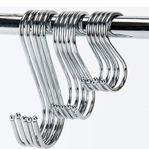 10 unids/set de Metal en forma de S ganchos de baño cocina ganchos multifunción de ganchos de acero inoxidable perchas soporte ► Foto 1/6
