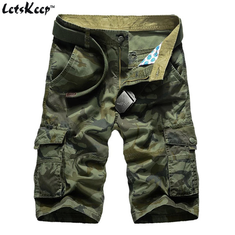 LetsKeep nuevo verano camuflaje pantalones cortos casuales de los hombres de algodón pantalones cortos de tipo cargo pantalones Camuflaje militar pantalones cortos no cinturón 29-44 MA332 ► Foto 1/6