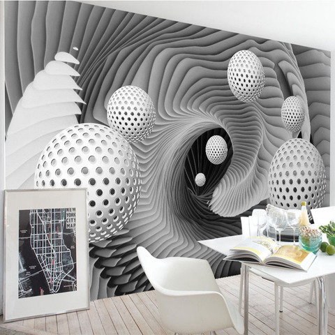 Mural de pared 3D personalizado, papel tapiz con esfera abstracta moderna, espacio, Whirlpool, pintura de pared artística, sala de estar, como telón de fondo de TV ► Foto 1/6