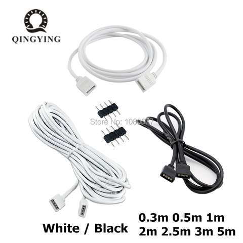 1-20 piezas blanco/Negro hembra Cable para tira LED conector 4Pin Cable de extensión 30cm 50cm 1m 2m 3m 5m para 3528 tiras de LED 5050 RGB ► Foto 1/5