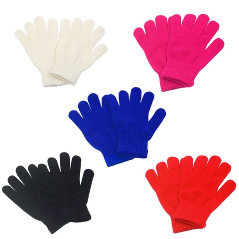 1 par guante mágico niñas chico dedo completo elástico de punto de invierno cálido elegir guantes Color mezclado guantes de punto ► Foto 1/6