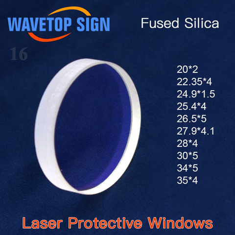 WAveTopSign 1064nm ventanas de protección láser Dia.20-35mm de sílice fundida de cuarzo para piezas de máquina de corte por láser de fibra de soldadura ► Foto 1/6