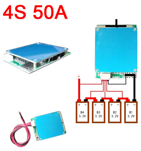 4S 12 V 50A Lifepo4 fosfato de hierro de litio BMS Placa de protección de la batería w equilibrado 3,2 v 4 celdas para el coche inicio inversor ► Foto 1/1