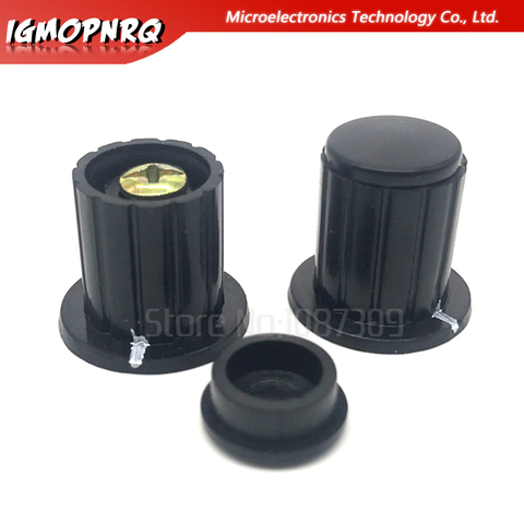 Perilla negra con tapa de botón para WXD3-13-2W, perilla de potenciómetro agujero interior de 4mm, WXD3-12, WXD3-13, 10 Uds. ► Foto 1/1