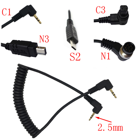 2,5mm Disparador remoto Cable de conexión Cable de C1 C3 N1 N3 S2 para Canon Nikon Sony Pentax ► Foto 1/6