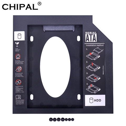 CHIPAL de plástico 2nd segundo HDD Caddy 9,5mm SATA 3,0 Optibay 2,5 