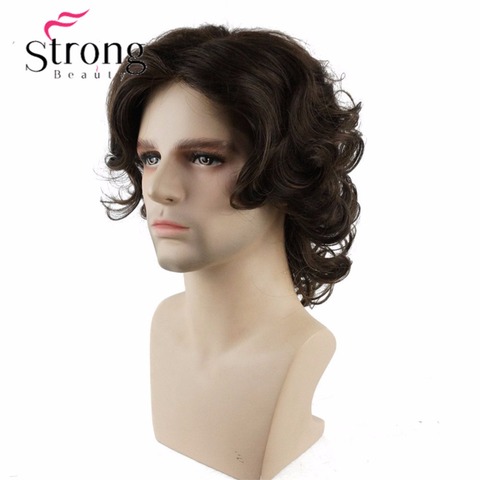 Pelucas de pelo sintético rizado para hombre medio StrongBeauty marrón ► Foto 1/1