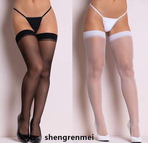 Shengrenmei-Medias suaves transparentes hasta el muslo para Mujer, Medias calcetín Sexy, color blanco, 2022 ► Foto 1/3