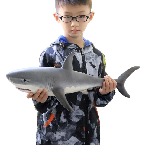 Oenux-animales marinos de gran tamaño, tiburón blanco suave, modelo de tiburón grande figuras de acción, juguetes educativos realistas para niños, regalo ► Foto 1/6