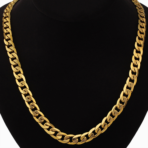 Hip Hop joyería larga cadena de eslabón cubano grueso collares dorados con grueso Color dorado cadenas de cuello de acero inoxidable para hombres joyería ► Foto 1/6