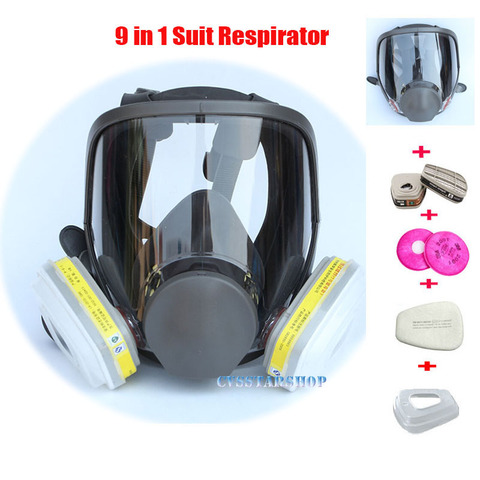 Máscara respiradora de Gas 9 en 1, mascarilla de seguridad para pulverización de pintura, misma para 3M 6800, respirador facial completo ► Foto 1/6