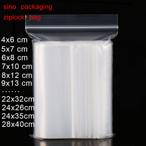 Extra deber varios tamaños reutilizables bolsas de embalaje de plástico con cierre de cremallera bolsas de plástico con cremallera claro bolsas con cierre de cremallera (paquete de 100) ► Foto 1/6