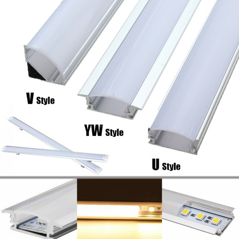 30/50 cm LED barra luces aluminio canal Soporte leche cubierta terminar accesorios de iluminación U/V/ estilo YW en forma de tira de luz LED ► Foto 1/6