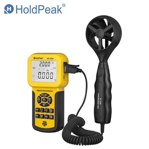 HoldPeak HP-856A medidor de volumen de aire de velocidad del viento Digital anemómetro USB/portátil con registrador de datos y funda de transporte ► Foto 1/1