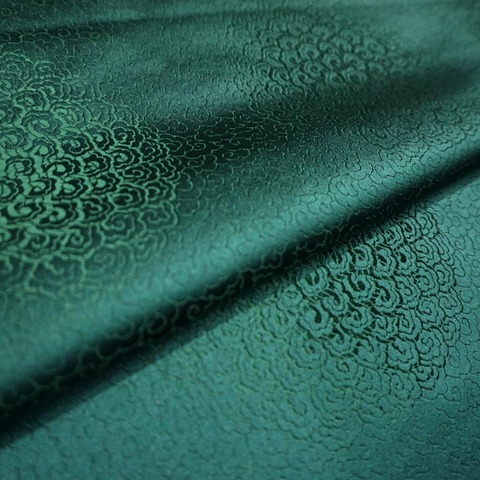 Tela de seda de Damasco brocada de satén jacquard estilo nubes verdes oscuras, tela para disfraces, muebles, cortina, material de ropa, 75x50cm ► Foto 1/5