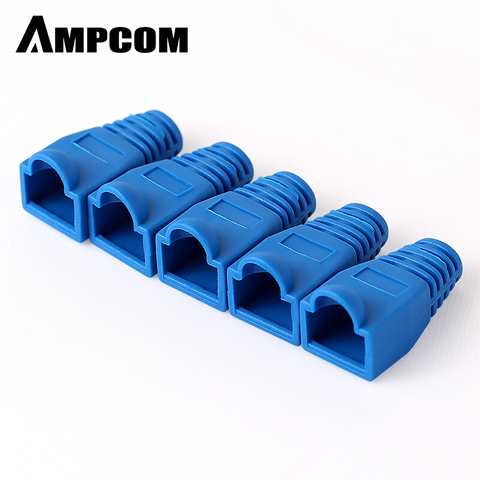 Conector AMPCOM RJ45, funda para botas con alivio de tensión para Cable Ethernet CAT5/5E/6, bajo humo, cero halógeno (azul) ► Foto 1/6