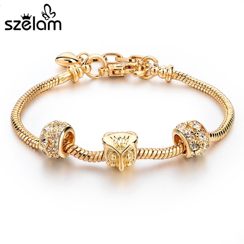 Szelam-Pulseras con abalorios de búho para mujer, brazaletes de oro de lujo, joyería artesanal, SBR160013, 2022 ► Foto 1/1