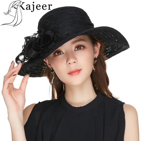 Kajeer sombreros para Misa para las mujeres negro Sexy corona Floral Estilo Vintage Organza Fascinator sol sombrero las mujeres accesorio de baile para pelo ► Foto 1/6