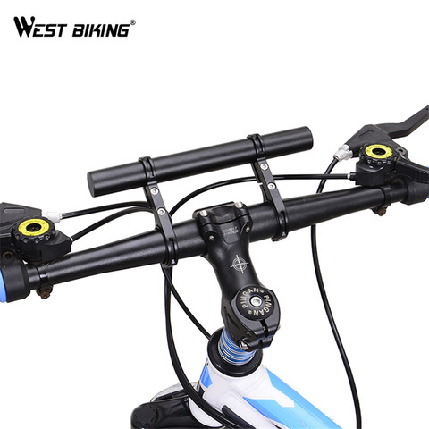 Extensor de manillar de bicicleta de montaña doble WEST Bike 31,8mm 25,4 expansor de ciclismo soporte de lámpara de linterna para ordenador ► Foto 1/6