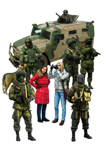 Tuskmodel-kit de figuras en miniatura de resina a escala 1 y 35, soldados y niñas rusos modernos, 9 figuras ► Foto 1/1