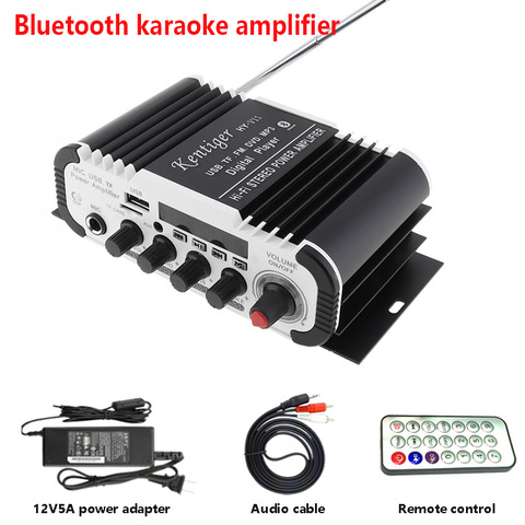 Kentiger-HY-V11 con Cable de alimentación 12V5A y AV Amplificador Bluetooth, USB, TF, FM, AUX, dac, 6,5mm, micrófono, Karaoke, Amplificador de altavoz ► Foto 1/6