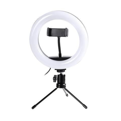 Anillo de luz LED para Selfie, lámpara de 8 pulgadas y 10 pulgadas regulable para cámara de teléfono con trípodes de mesa para maquillaje y vídeo en vivo ► Foto 1/6