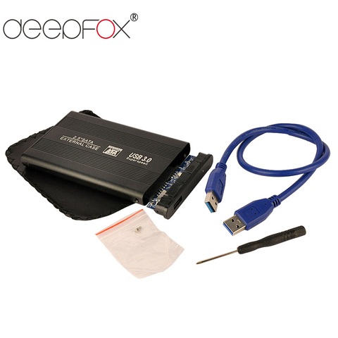 DeepFox USB 3,0 HDD Caddy carcasa 2,5 pulgadas SSD SATA disco móvil caja de casos de Metal de aluminio HDD Disco Duro caso para el ordenador portátil ► Foto 1/1