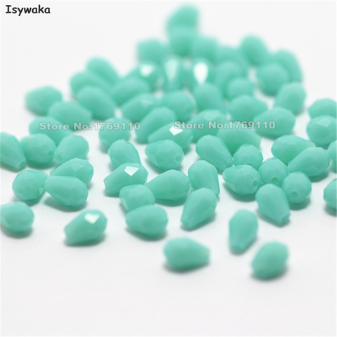 Isywaka unids 100 piezas nuevo lago Azul Color lágrima cuentas Austria cristal cuentas gota de agua espaciador suelto abalorio fabricación de joyería, 3x5mm ► Foto 1/1