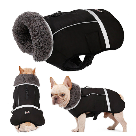 Ropa para perros ropa de invierno impermeable al aire libre perro chaqueta espesar cálido abrigo de perro pequeño mediano para perro ajustable ropa para mascotas 3XL ► Foto 1/6