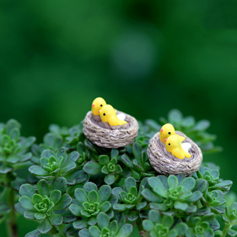 DIY mini nido con Aves hadas jardín miniaturas gnomos musgo Terrarios resina artesanías estatuillas para decoración de jardín ► Foto 1/6