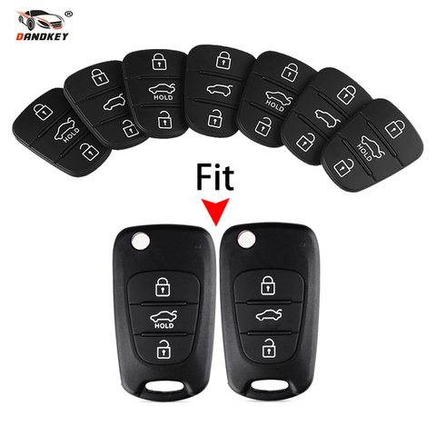 Dandkey-funda de goma con 3 botones para coche, carcasa de botón para Hyundai Avante l10, l20, l30, IX35, Kia K2, K5, Sorento, Rio Ceed Fob ► Foto 1/5