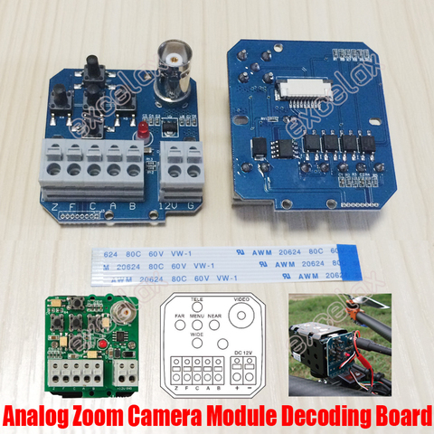Cámara de Zoom para decodificación de BNC RS485 menú OSD controlador PCB Control de botón 9Pin cinta Cable de cámara decodificar ► Foto 1/5