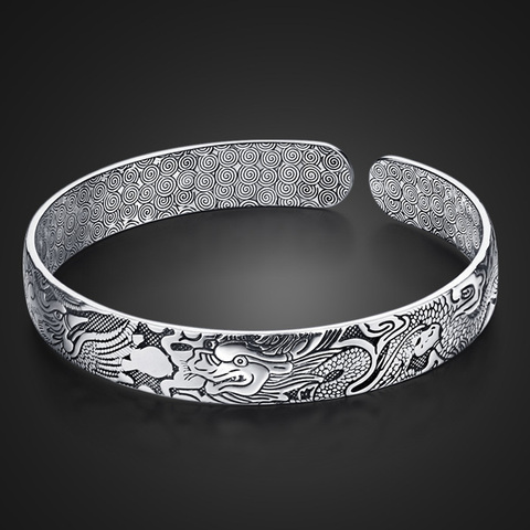 Pulsera de plata 925 de moda, hombres y mujeres para restaurar maneras antiguas brazaletes de dragón plateado tailandés y Fénix joyas de envío gratis ► Foto 1/5