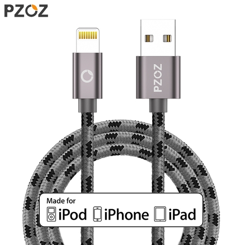 Cable Lightning PZOZ cable USB cargador rápido MFI Cables para i6 iphone X 8 7 6 6 s Plus iphone 5S 5se ipad air Cable de teléfono móvil ► Foto 1/6