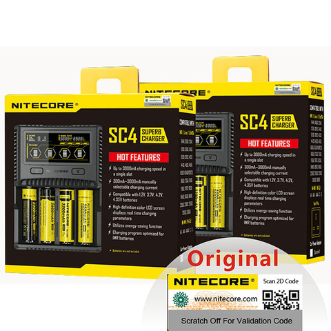 NITECORE-supercargador de carga rápida SC4 SC2, Original, 4 ranuras, salida Total 6A para batería IMR 18650 14450 16340 AA ► Foto 1/6