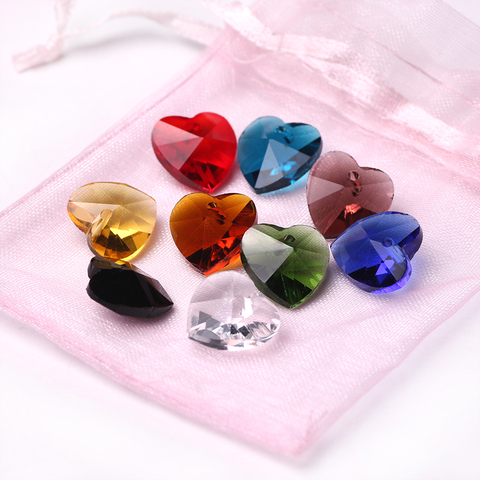 Encantos de cristal de corazón de cristal facetado suelta perlas espaciador DIY 10/14mm checa cuentas artesanía Material suministros para joyería venta al por mayor ► Foto 1/6