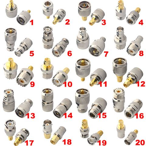 Adaptador Coaxial RF SMA UHF N BNC, Kit de conectividad SMA a N SMA a BNC UHF a N Conector de extensión de antena WiFi ► Foto 1/6