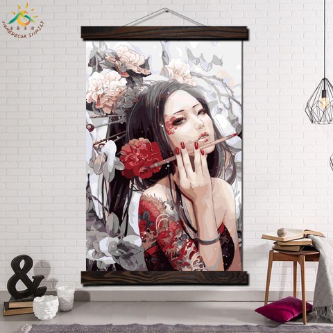 Cuadro sobre lienzo para pared, carteles e impresiones, decoración del hogar, Kits de arte asiático para chica glamurosa ► Foto 1/6