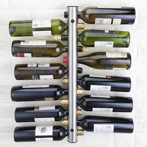 Ootty soporte de vino de diseño creativo de acero inoxidable 8 botellas de estante de vino soporte montado en la pared 42,5x5 cm ► Foto 1/6