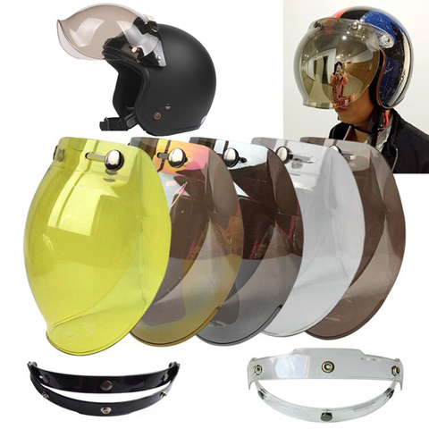 Visera de burbuja para casco de motocicleta, visera abierta de alta calidad, disponible en 12 colores, parabrisas para casco clásico ► Foto 1/6