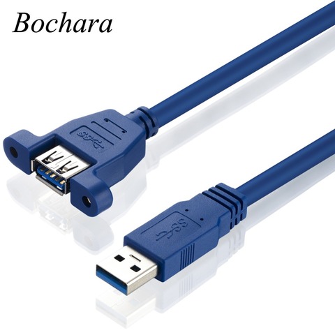 Bochara-Cable de extensión USB 3,0, macho a hembra, blindado Dual (lámina + trenzado) con montaje de Panel con tornillos 24AWG + 28AWG ► Foto 1/6