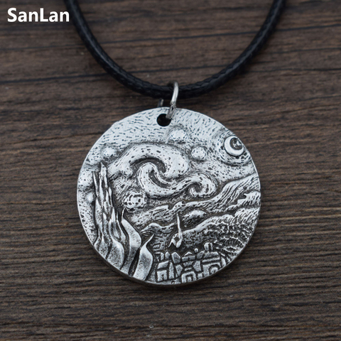 Colgante de noche estrellada de SanLan, collar Original de luna de Van Gogh, 1 Uds. ► Foto 1/6
