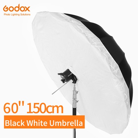 Godox-paraguas reflectante para iluminación de estudio, sombrilla de 60 pulgadas, 150cm, negro, blanco o plateado, con cubierta difusora grande ► Foto 1/6