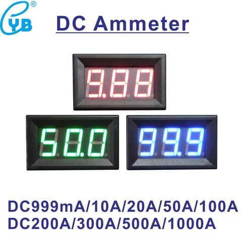 Amperímetro Digital LED YB27C, CC 10A 50A 100A 200A 300A 500A 75mV, medidor de corriente, amperios, Amp, Panel Tester, Monitor de corriente negro ► Foto 1/6