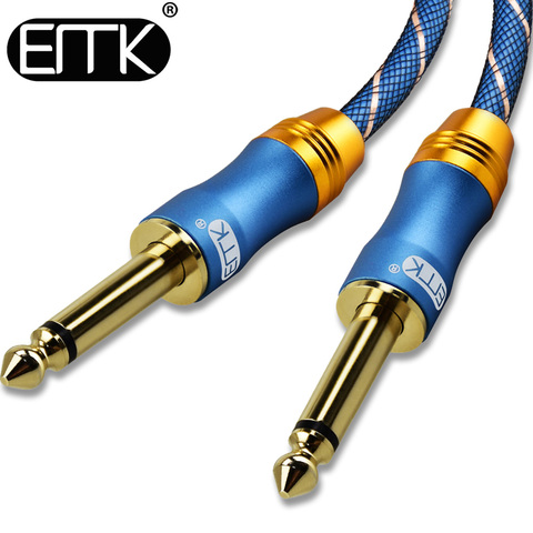 EMK-Cable de Audio Jack 6,5 Mono 6,3 Aux, Cable de nailon trenzado, conector 6,35, macho a macho, 1m, 5m, 10m para amplificador de mezclador ► Foto 1/6