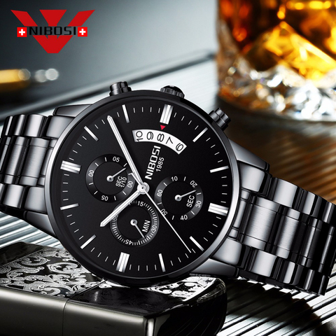 Relojes de pulsera de cuarzo militar para hombre, relojes de moda para hombre, relojes de pulsera para hombre, relojes deportivos para hombre, NIBOSI ► Foto 1/6