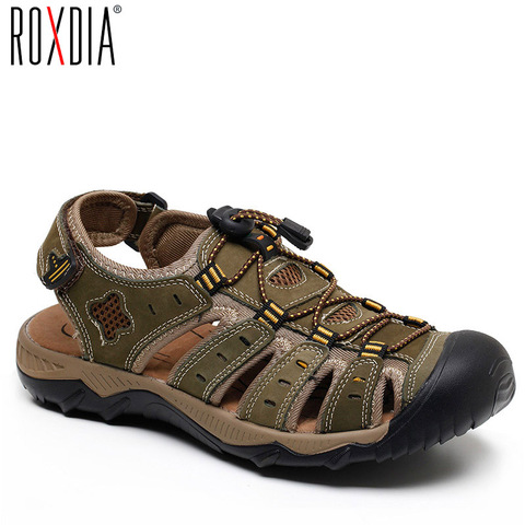 Sandalias de cuero para hombres transpirables de playa de verano de nueva moda genuino para Hombre Zapatos casuales de talla grande 39- 48 RXM007 ► Foto 1/6