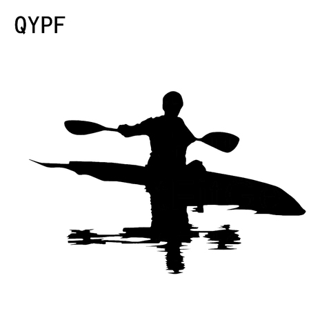QYPF-pegatina de vinilo para decoración gráfica de coche, silueta de Río en canoa, 16,1X10,6 CM, C16-1231 ► Foto 1/6