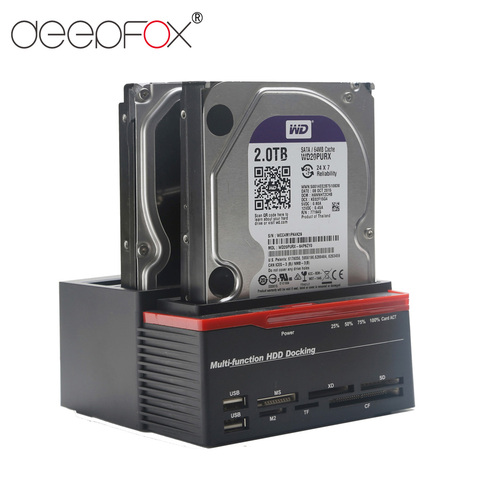 DeepFox-estación de acoplamiento de disco duro HDD, Hub lector de tarjetas con OTB/OTC, 2,5 